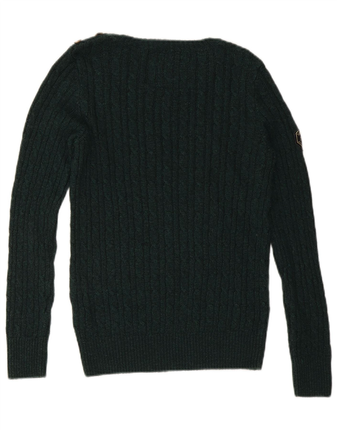 SUPERDRY Damski sweter z dekoltem w łódkę UK 10 Mały Zielony Akryl