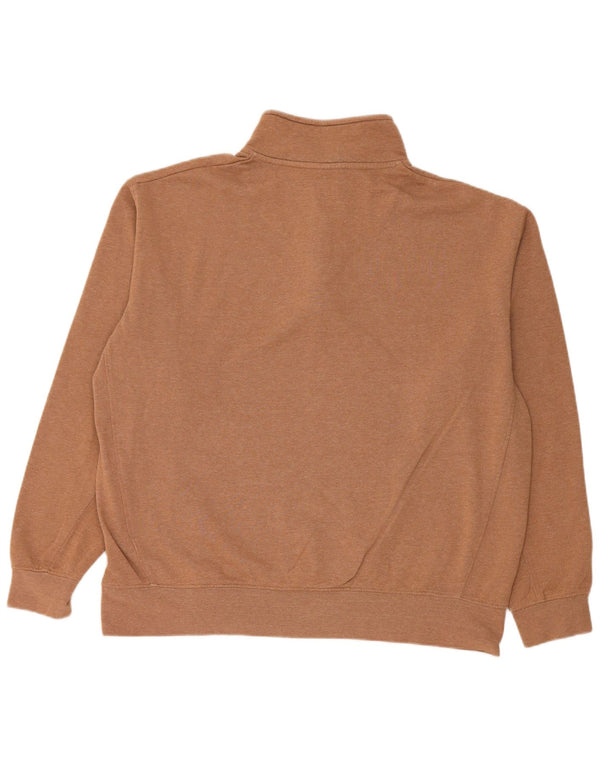 Damski sweter oversize z zamkiem błyskawicznym Zara UK 18 XL, brązowy, bawełniany