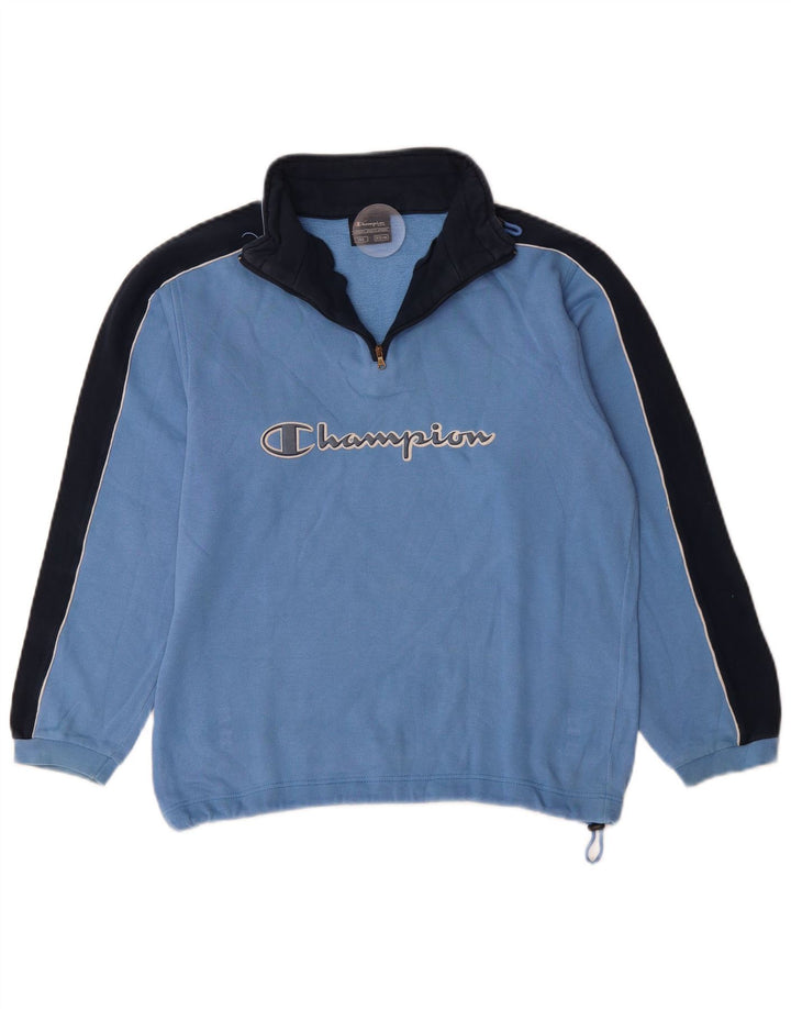 CHAMPION Boys Graphic Sweatshirt Jumper 11-12 Years Blue Colourblock