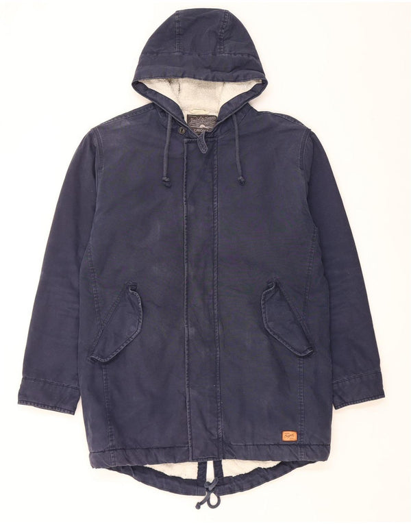 Męska kurtka Sherpa Parka Jack & Jones z kapturem UK 42 XL, granatowa, bawełniana