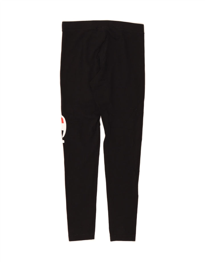 CHAMPION Womens Graphic Leggings UK 10 Small Black Cotton Vintage Champion and Second-Hand Champion from Messina Hembry 