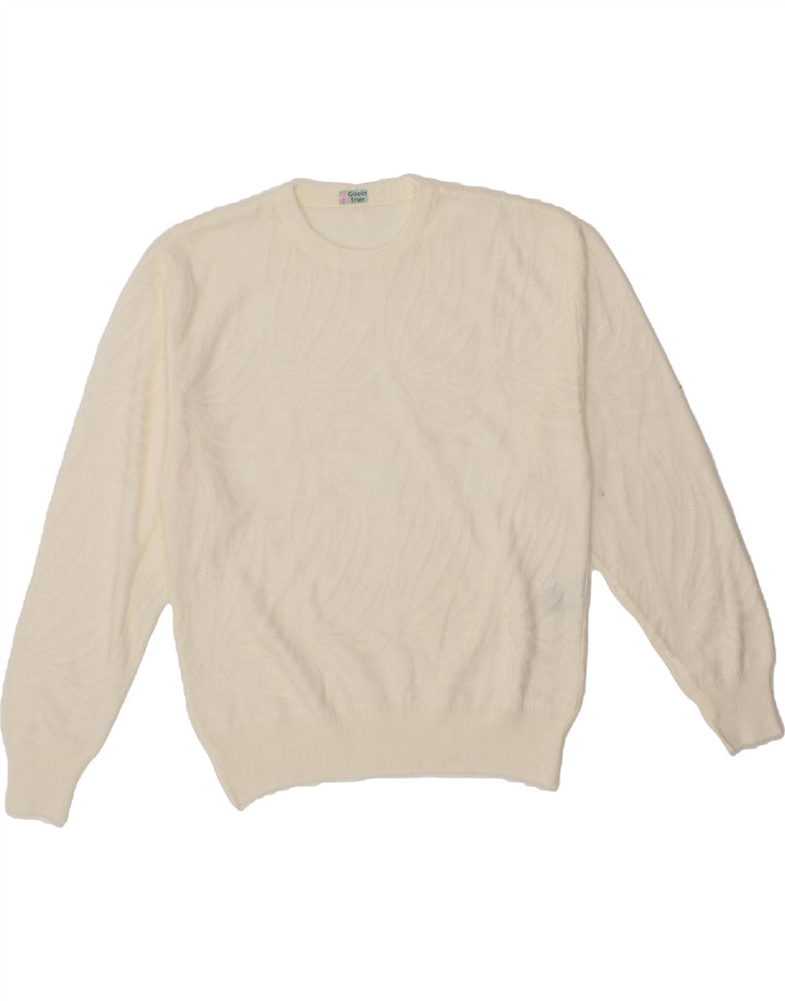 VINTAGE Womens Crew Neck Jumper Sweater EU 40 Medium White Wool Vintage Vintage and Second-Hand Vintage from Messina Hembry 