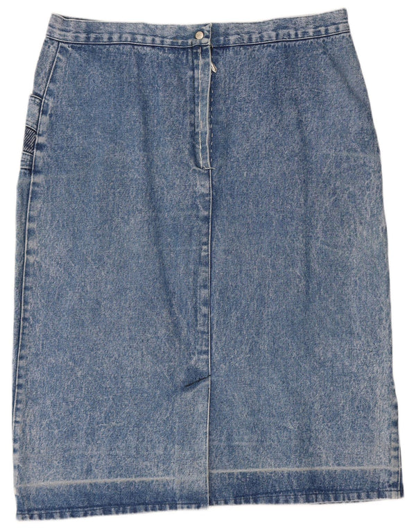 Damska spódnica dżinsowa w stylu vintage IT 48 XL W34 Niebieska bawełna w kwiaty