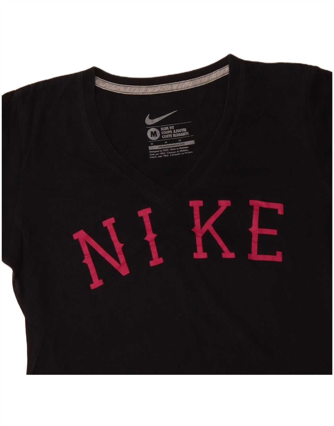 Damski T-shirt NIKE o dopasowanym kroju z grafiką, UK 12, średni czarny, bawełniany