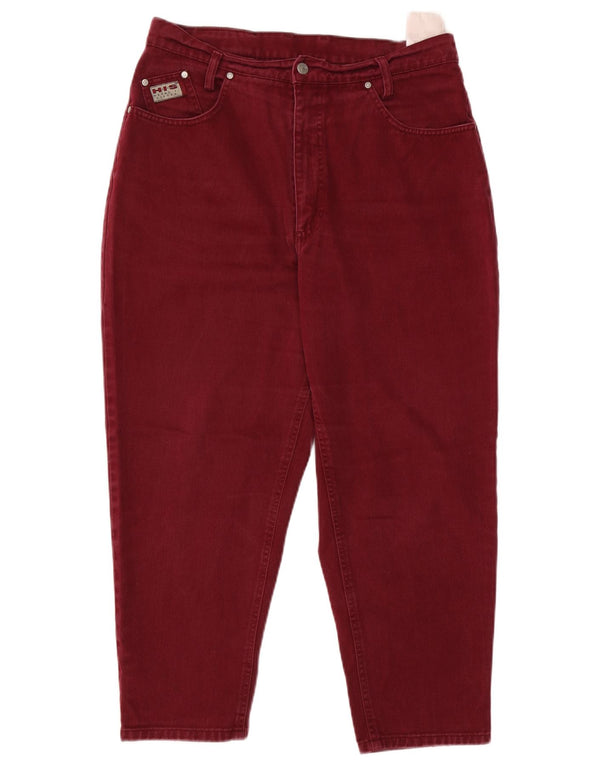 H.I.S Damskie jeansy z wysokim stanem, zwężane UK 20 2XL W34 L25 Burgundowe