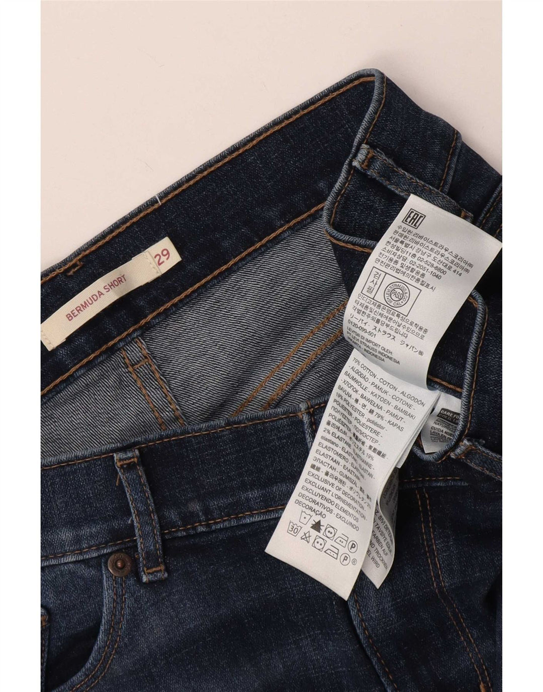 Damskie spodenki jeansowe Levi's Bermudy W29 Średni niebieski, bawełniany