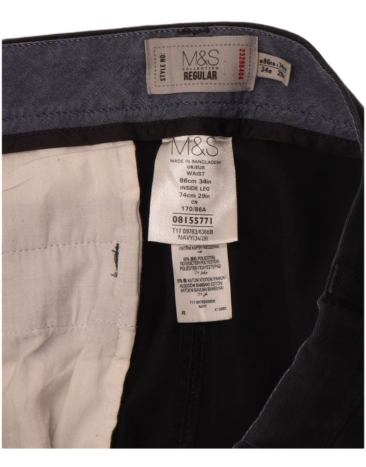 Męskie spodnie typu chino Regular Marks & Spencer W34 L29 Granatowa bawełna