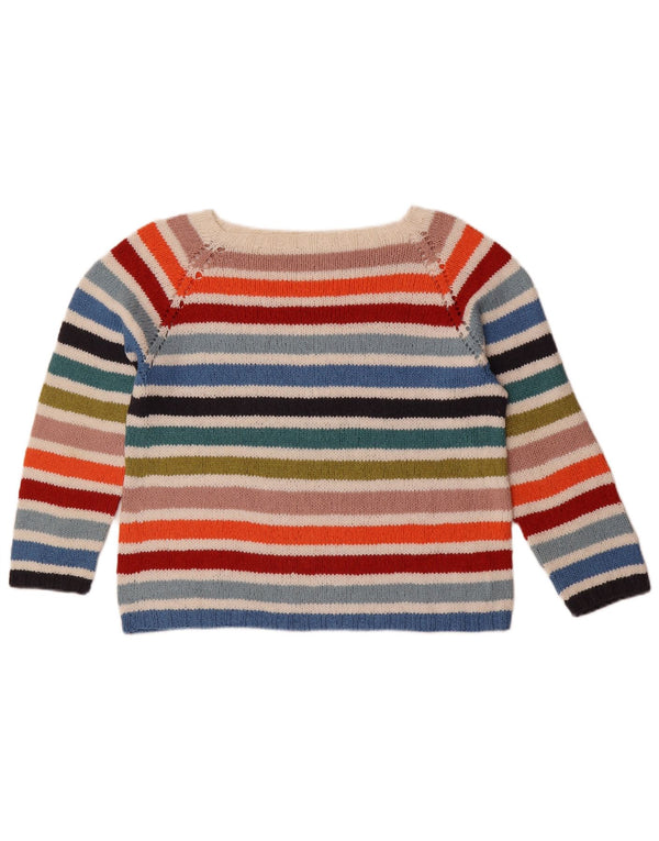 Sweter damski w stylu vintage z dekoltem w łódkę, UK 14, średnie, wielokolorowe paski