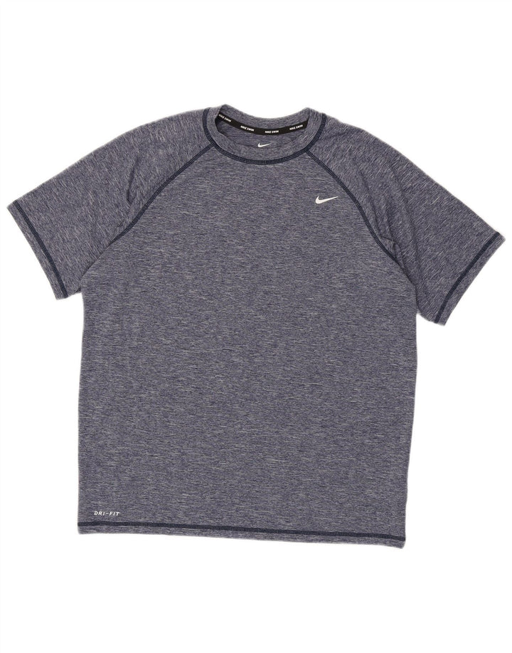Męski T-shirt Nike Dri Fit, duży, granatowy, nakrapiany poliester