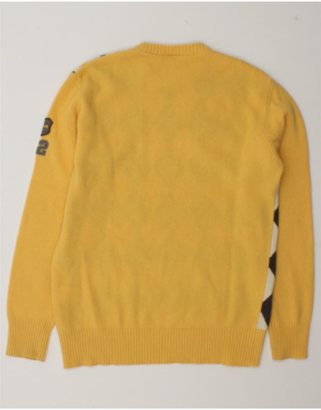 Tom Tailor Męski sweter z okrągłym dekoltem, duży, żółty, argyle/diamentowa wełna