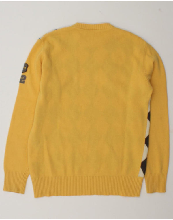 Tom Tailor Męski sweter z okrągłym dekoltem, duży, żółty, argyle/diamentowa wełna