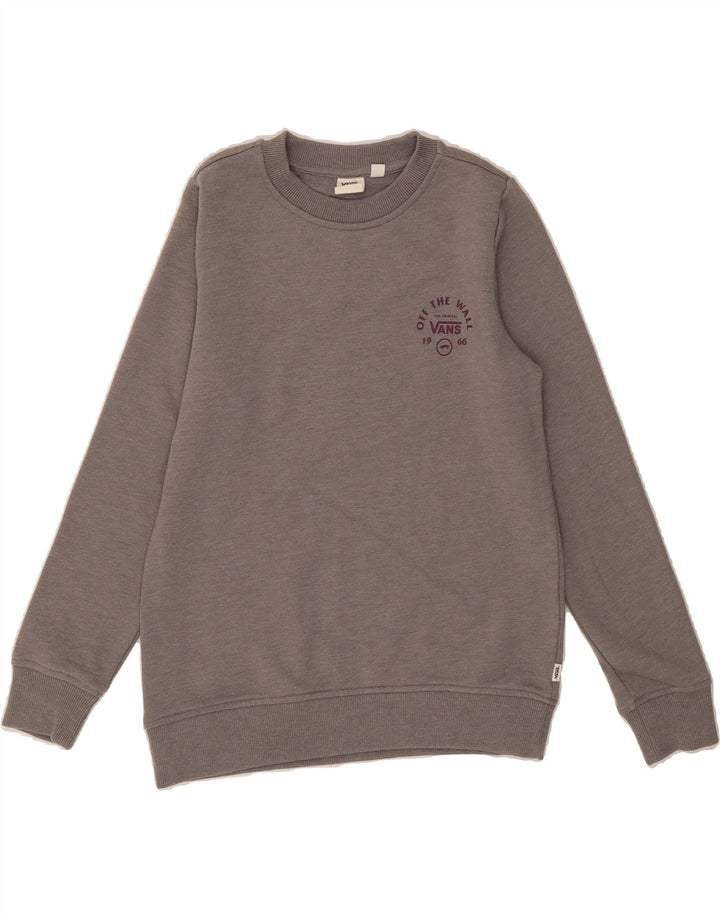 VANS Womens Oversized Graphic Sweatshirt Jumper UK 6 XS Grey Cotton Vintage Vans and Second-Hand Vans from Messina Hembry 
