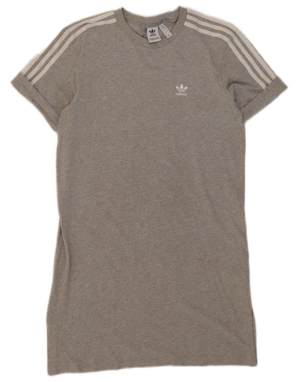 Damska koszulka oversize Adidas UK 10, mała, szara bawełna