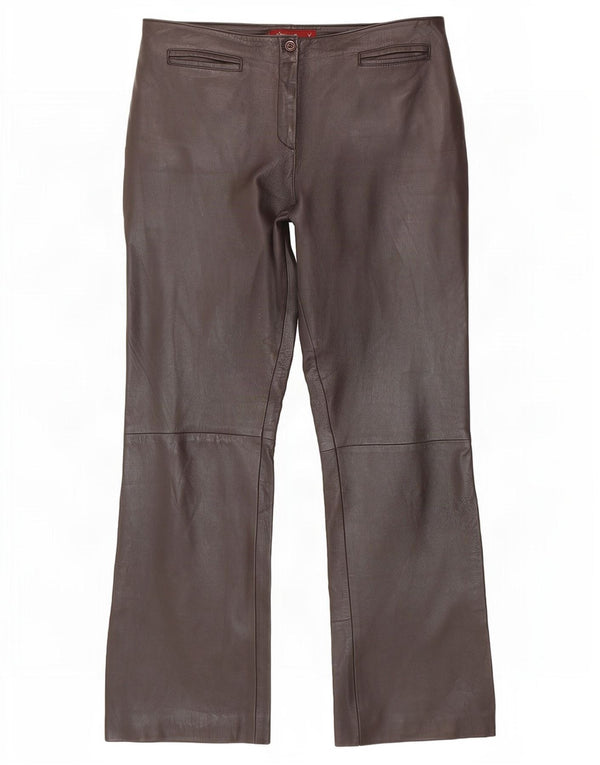 Spodnie damskie Olly & Co, skórzane Bootcut, UK 14, duże, W34, L30, brązowe
