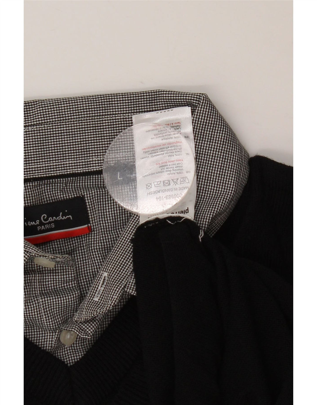 PIERRE CARDIN Męski sweter z dekoltem w kształcie litery V, duży, czarny, akrylowy