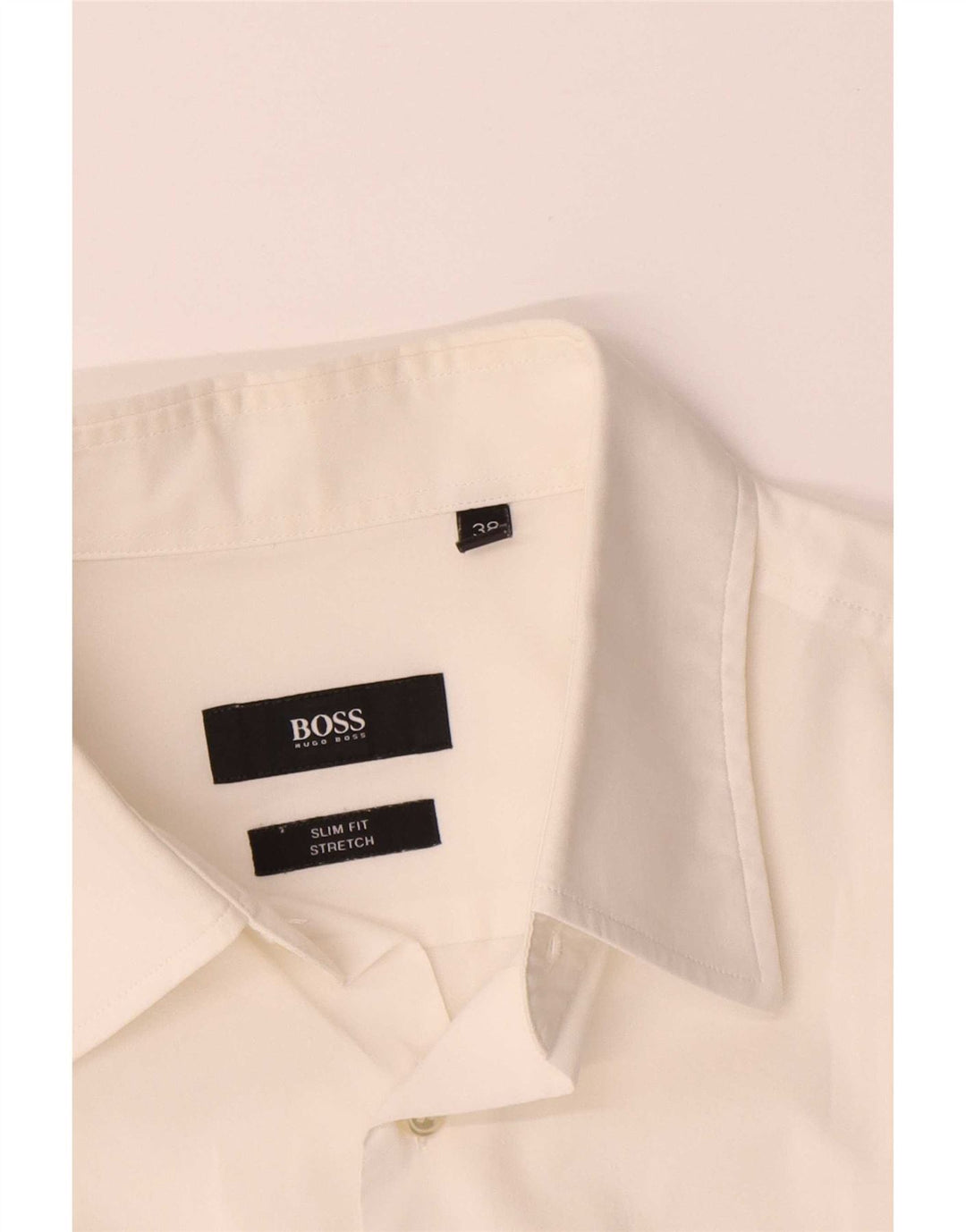Męska koszula Hugo Boss ze stretchem, slim fit, rozmiar 38 15, średnia biała bawełna