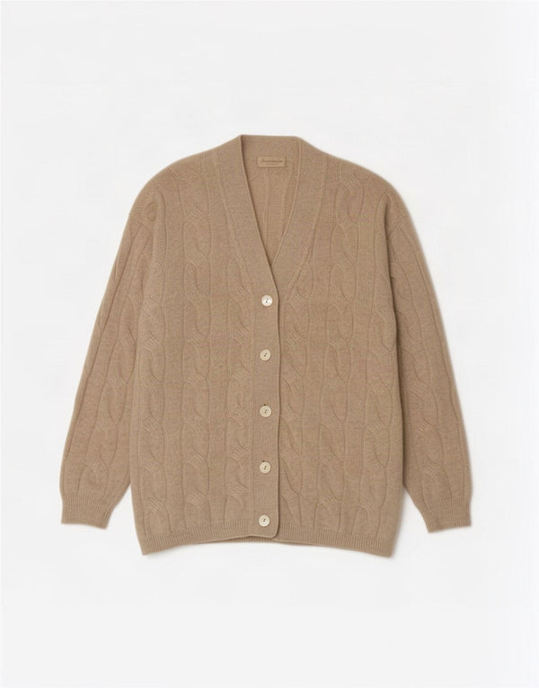 Damski sweter oversize Ferramosca IT 46 Large Beżowa wełna