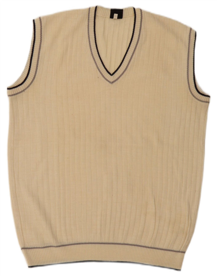 Tank top męski w stylu vintage IT 52, duży, beżowy, poliakryl