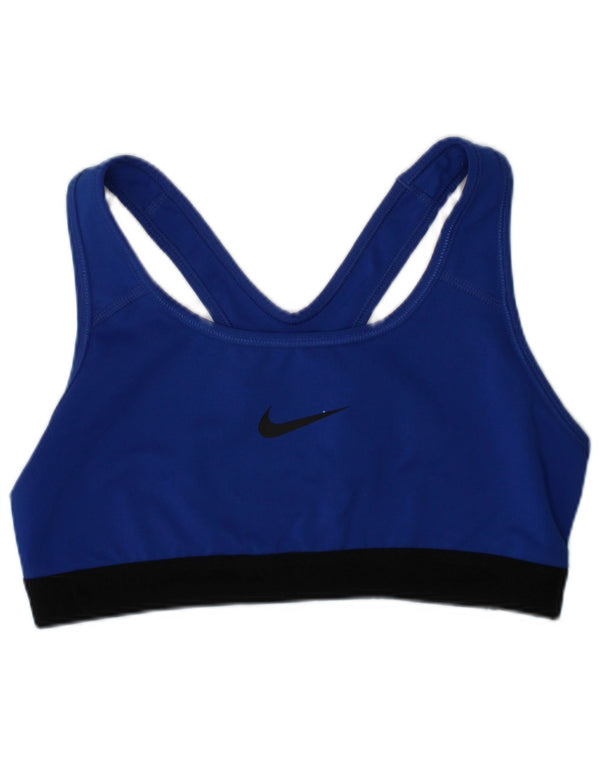 Damski top sportowy z biustonoszem Nike, mały, niebieski, poliestrowy