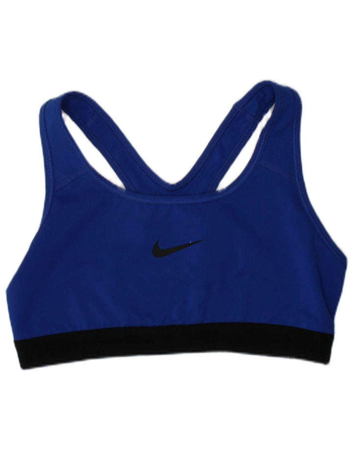 Damski top sportowy z biustonoszem Nike, mały, niebieski, poliestrowy