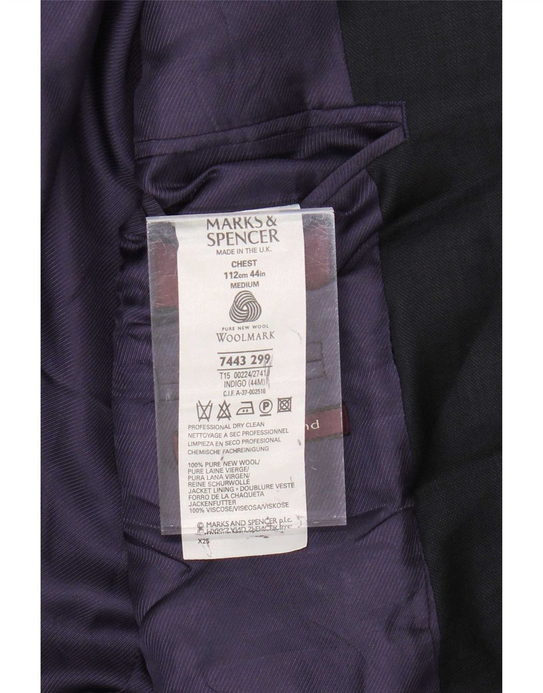 Marks & Spencer Męska marynarka zapinana na 3 guziki, UK 44 XL, granatowa, wełniana