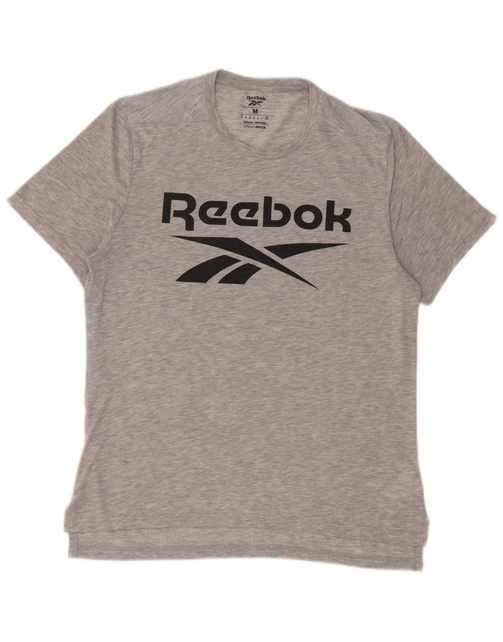 REEBOK Mens Graphic T-Shirt Top Medium Grey Polyester