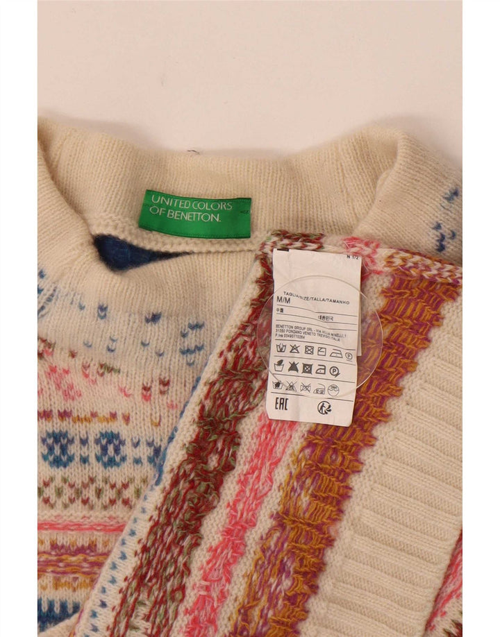 Damski sweter z golfem Benetton UK 14, średni, wielokolorowy