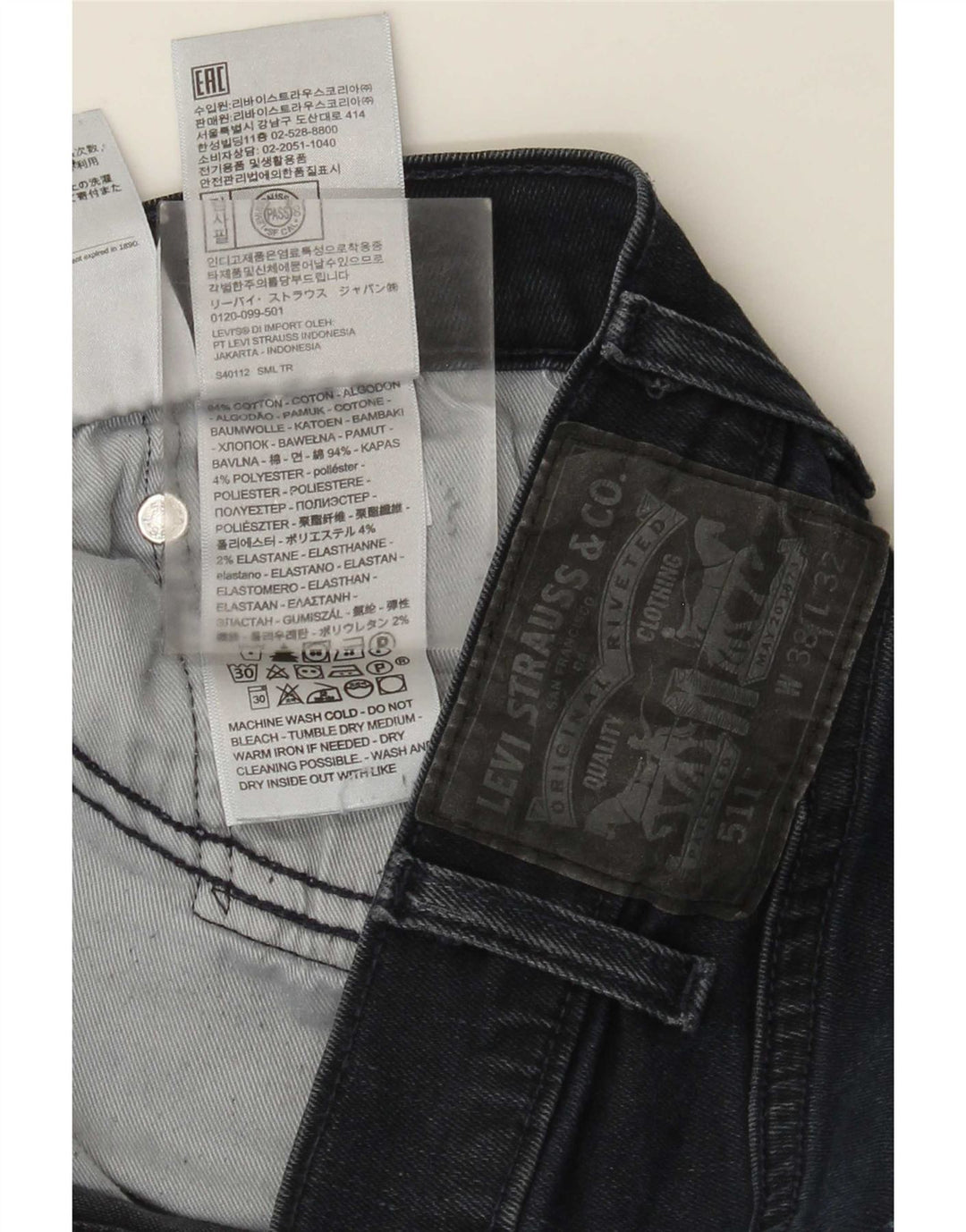 Męskie jeansy Levi's 511 Slim W38 L32 Niebieska bawełna