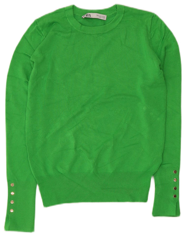 Damski sweter Zara Crop Boat Neck Sweter UK 10 Small Green Wiskoza