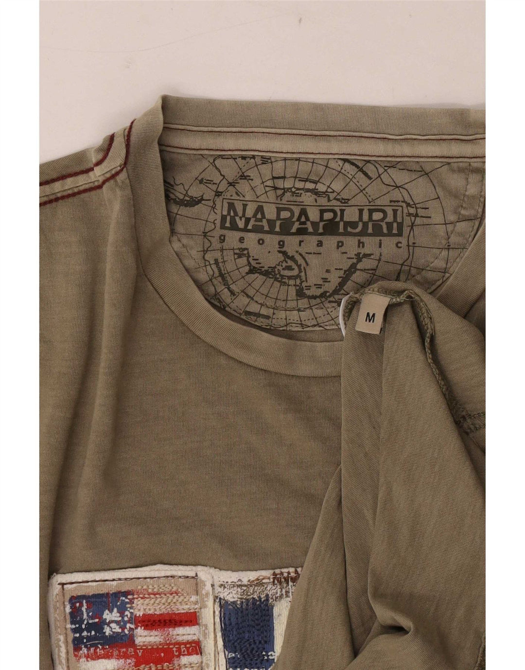 Męski T-shirt z grafiką geograficzną Napapijri, średni khaki