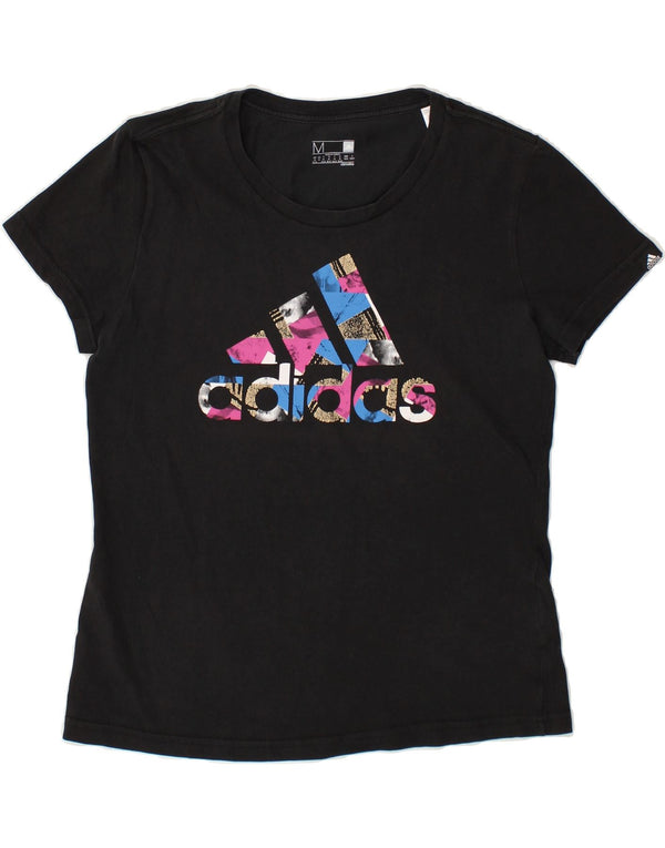 Damska koszulka ADIDAS Climalite Graphic Top UK 12/14 Średnia czarna bawełna