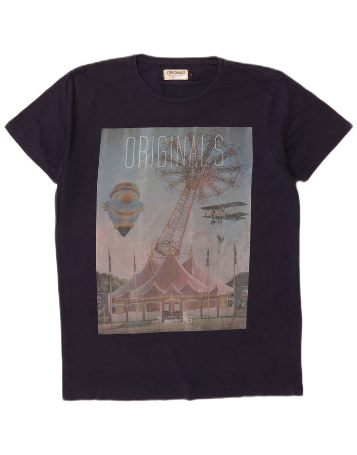 Męski T-shirt z grafiką Jack & Jones, średni, granatowy, bawełniany
