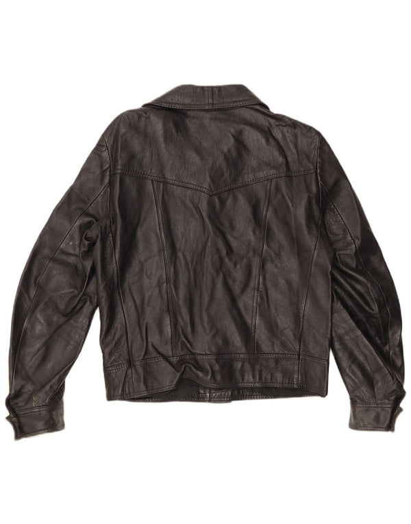 Vintage damska kurtka skórzana UK 12, średnia czarna