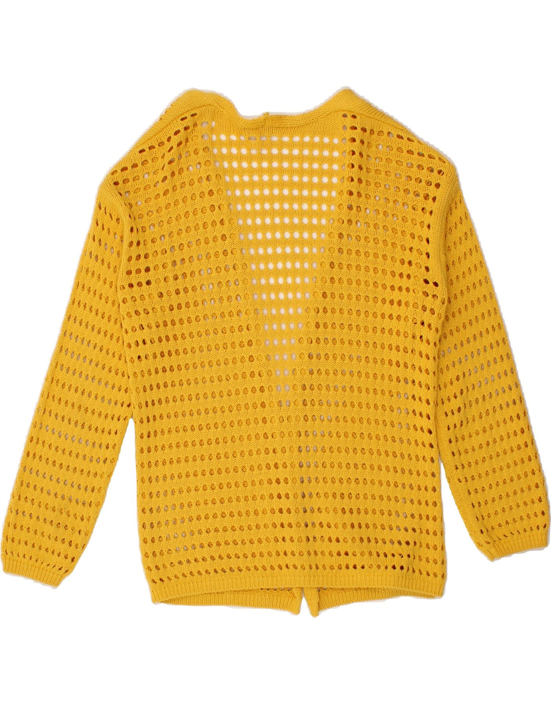 VINTAGE Womens Cardigan Sweater UK 12 Medium Yellow Cotton Vintage Vintage and Second-Hand Vintage from Messina Hembry 