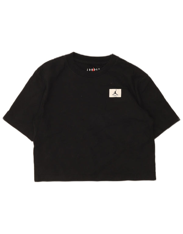 Jordan Womens Crop Loose Fit T-Shirt Top UK 6 XS Black Cotton