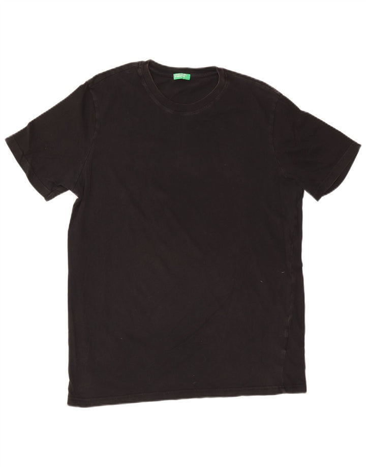 T-shirt męski Benetton, duży, czarny, bawełniany