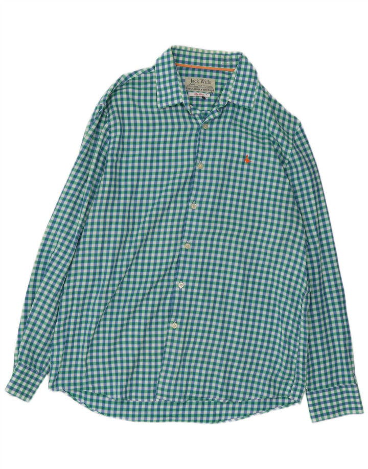 JACK WILLS Koszula męska, duża, zielona, bawełniana w kratkę