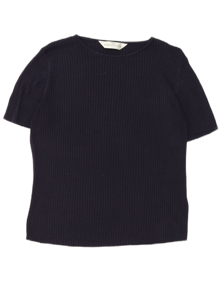 Bluzka damska Marks & Spencer UK 20 2XL Granatowy jedwabny klasyczny