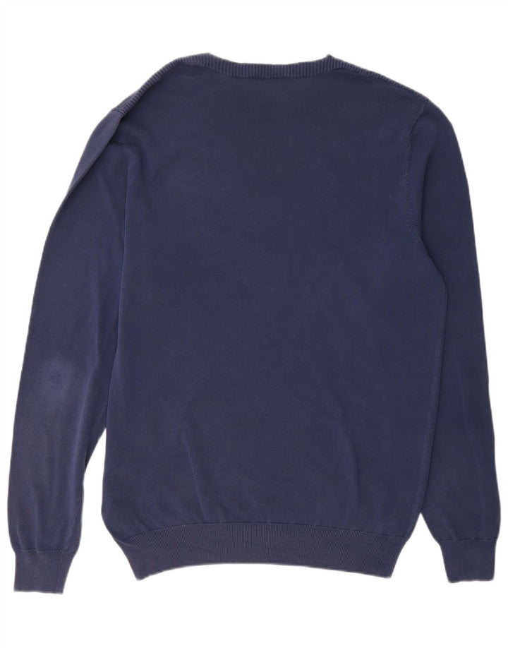 Męski sweter z okrągłym dekoltem Massimo Dutti, średni granatowy, bawełniany