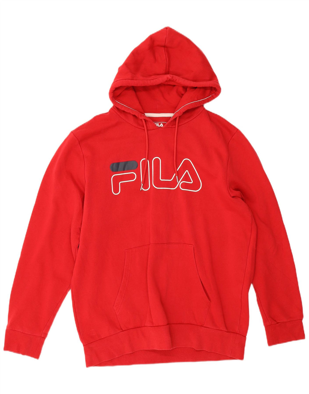 Męski sweter z kapturem Fila, duży, czerwony, bawełniany
