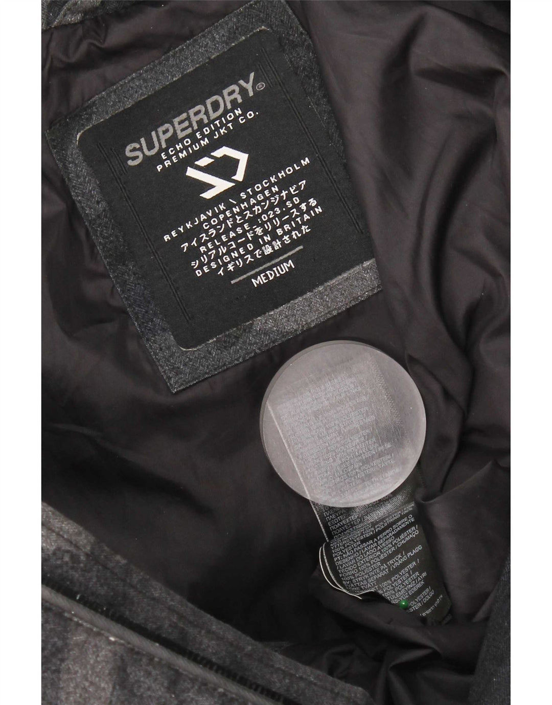 Męska ocieplana kurtka z kapturem Superdry UK 38, średni czarny kamuflaż, poliester