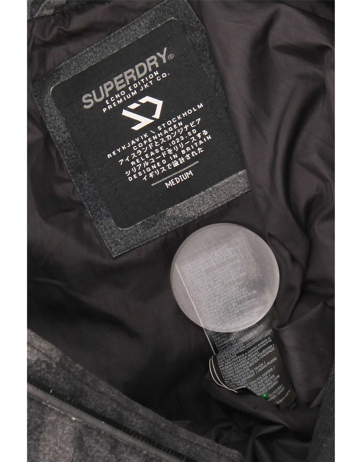 Męska ocieplana kurtka z kapturem Superdry UK 38, średni czarny kamuflaż, poliester