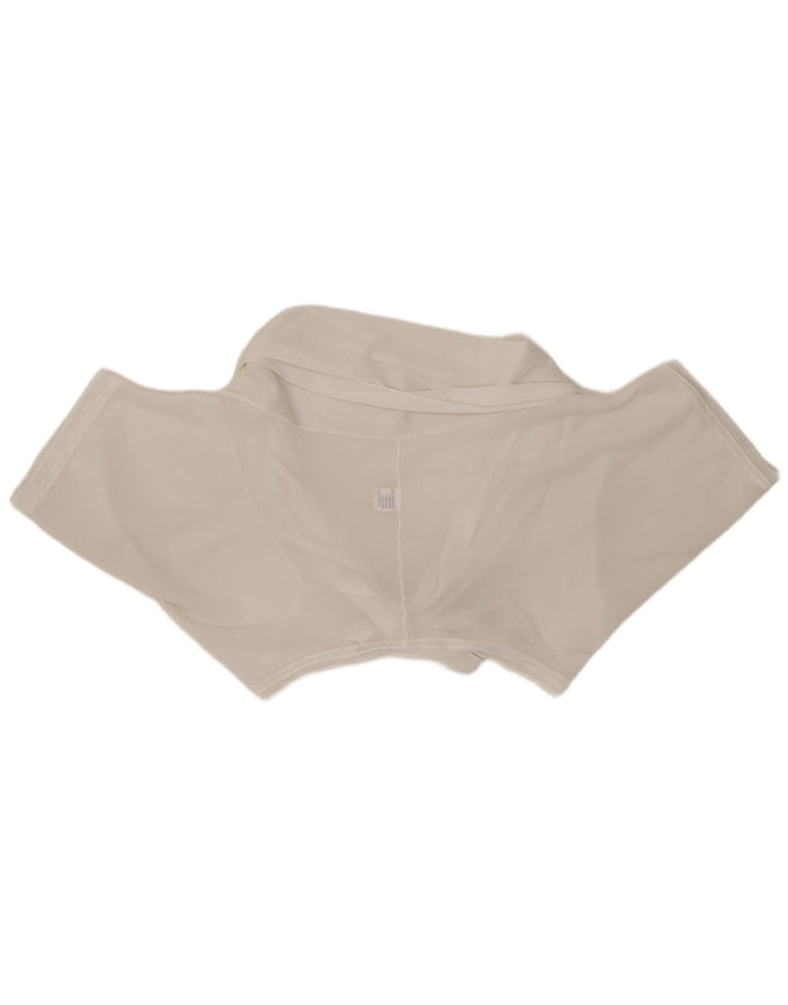 Vintage damski krótki top wiązany z przodu UK 20 2XL biała wiskoza