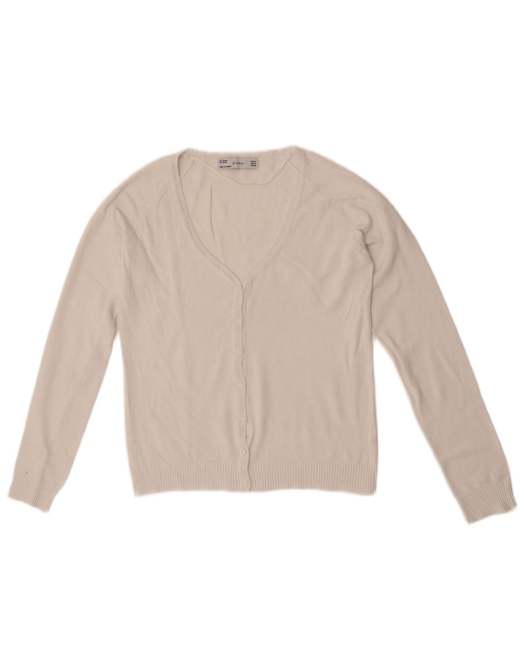 Sweter damski Zara Crop Cardigan UK 12 Średniej Białej Bawełny