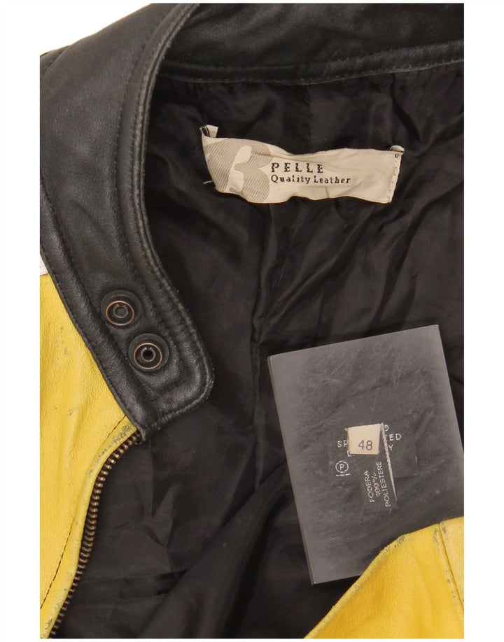 Męska skórzana kurtka motocyklowa VINTAGE IT 48 w kolorze średniej czarnej skóry