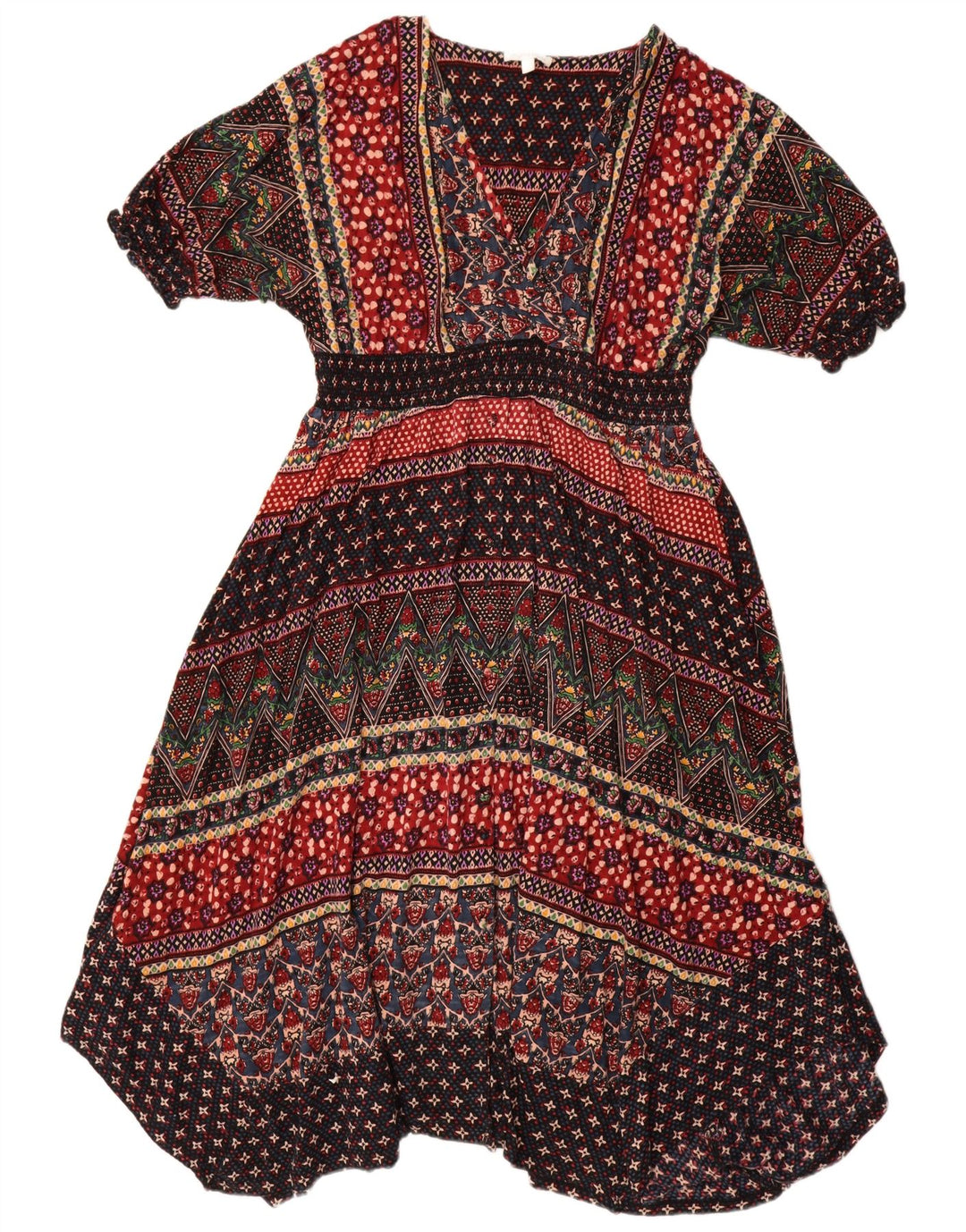 Damska sukienka asymetryczna Monsoon UK 16, duża, wielokolorowa, bawełniana w kwiaty