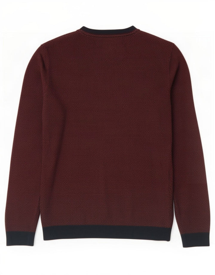 Męski sweter Ted Baker z dekoltem w kształcie litery V, rozmiar 2, mały, brązowy, z geometrycznej bawełny