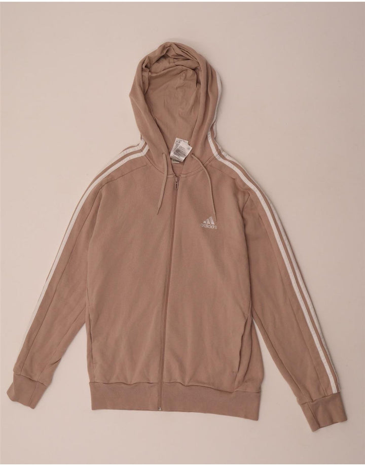 Adidas Męski sweter z kapturem i zamkiem błyskawicznym Średni brązowy, bawełniany blok kolorów