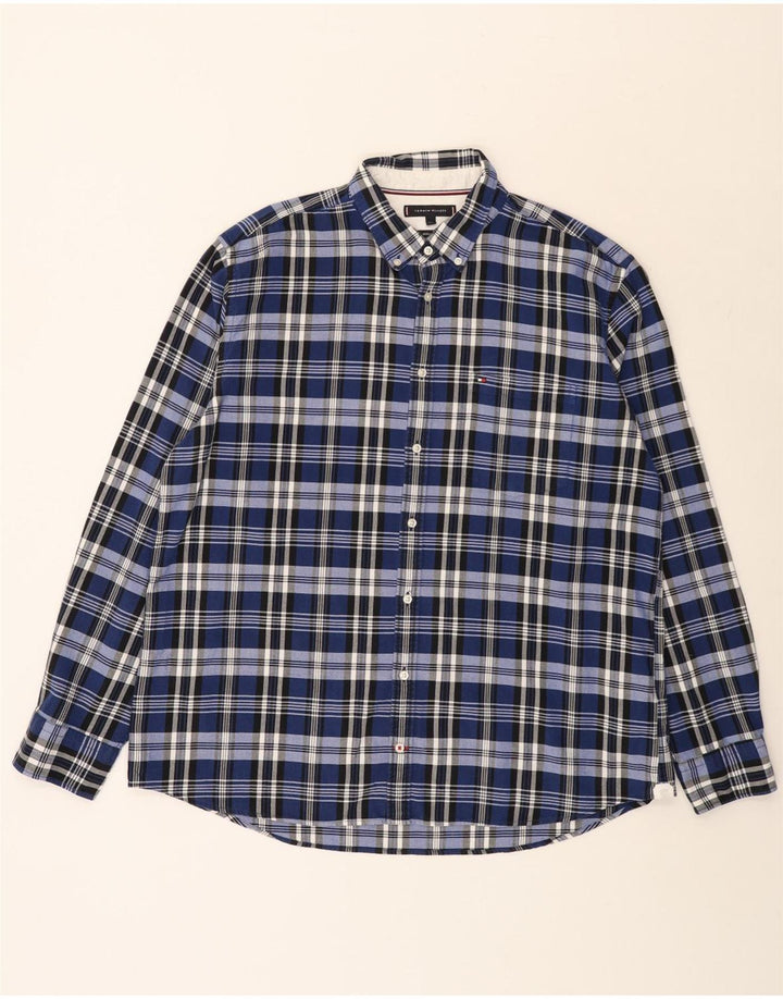 Męska koszula o regularnym kroju Tommy Hilfiger 2XL, bawełniana niebieska kratka