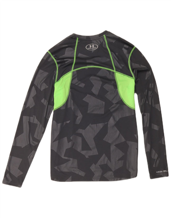 Męski top Under Armour Heat Gear z długim rękawem, mały, szary, geometryczny poliester